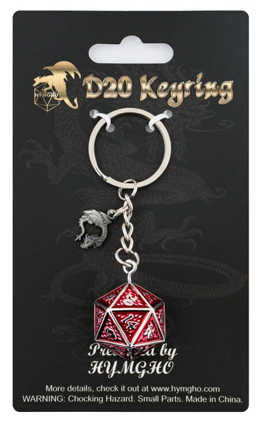 Blood and Gunmetal D20 Keychain