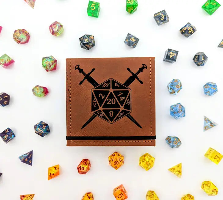 D20 Sword Vegan Leather Dice Box