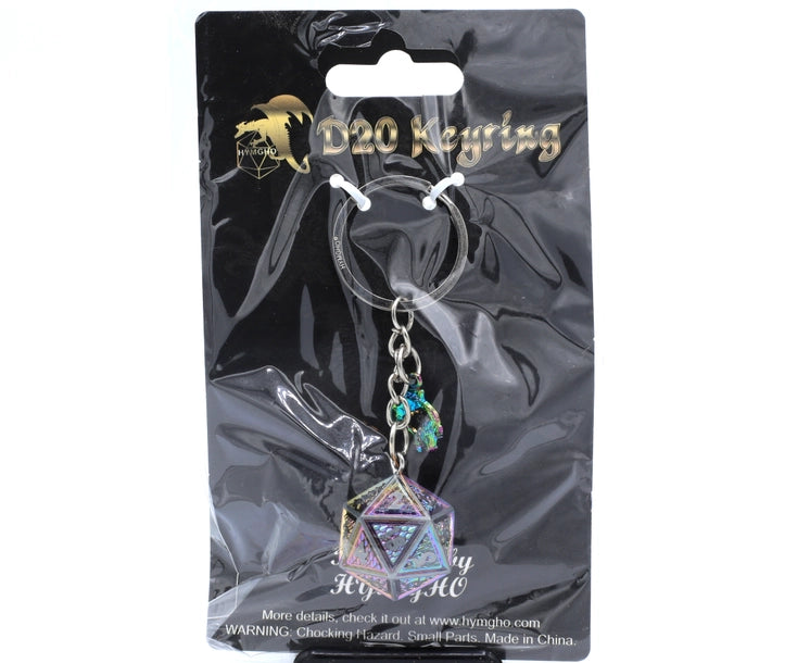 Rainbow D20 Keychain