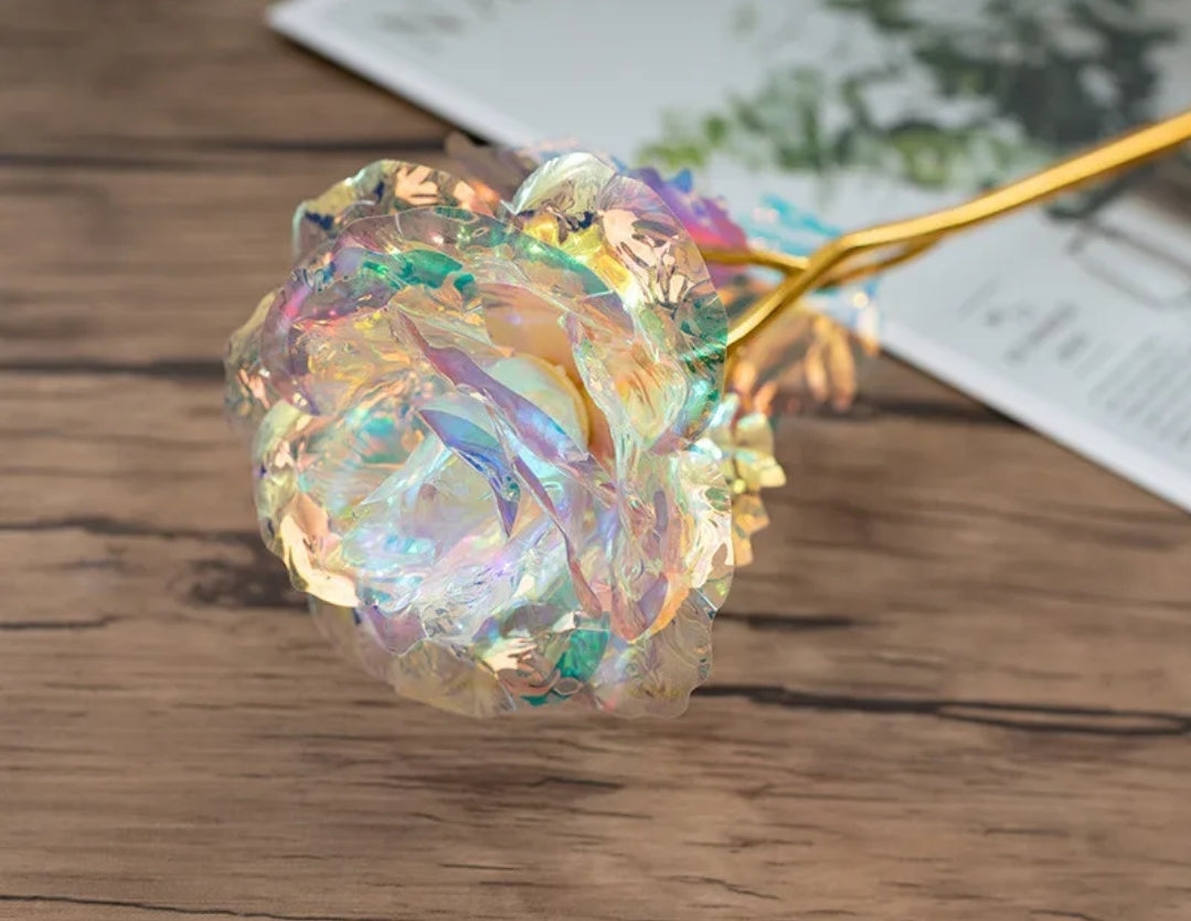 Crystal Rose with 24 kt plated stem