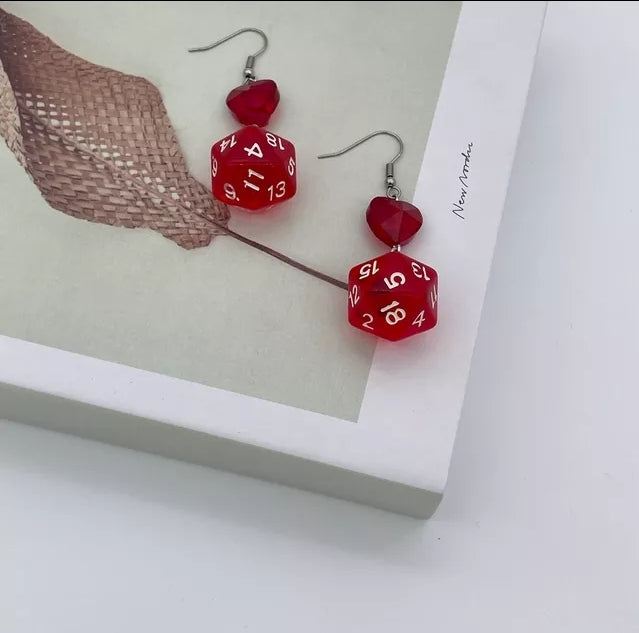D20 Heart Earrings