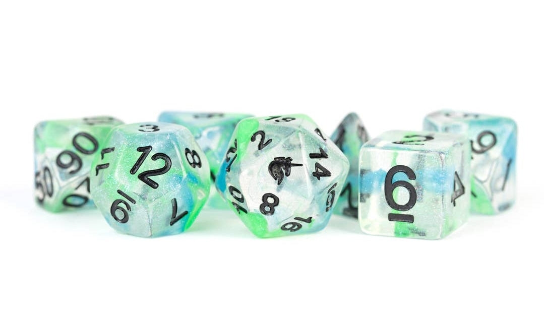 Sea Kelp Unicorn Resin Polyhederal Dice Set
