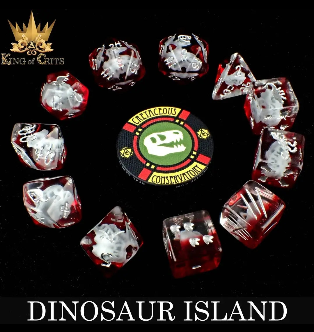 Dinosaur Island 11 Piece Polyhederal Dice Set