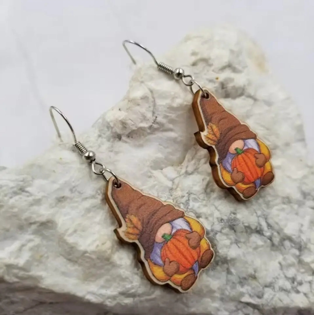 Gnome Pumpkin Earrings