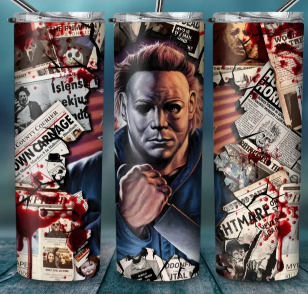 Michael Myers Newspaper Tumbler