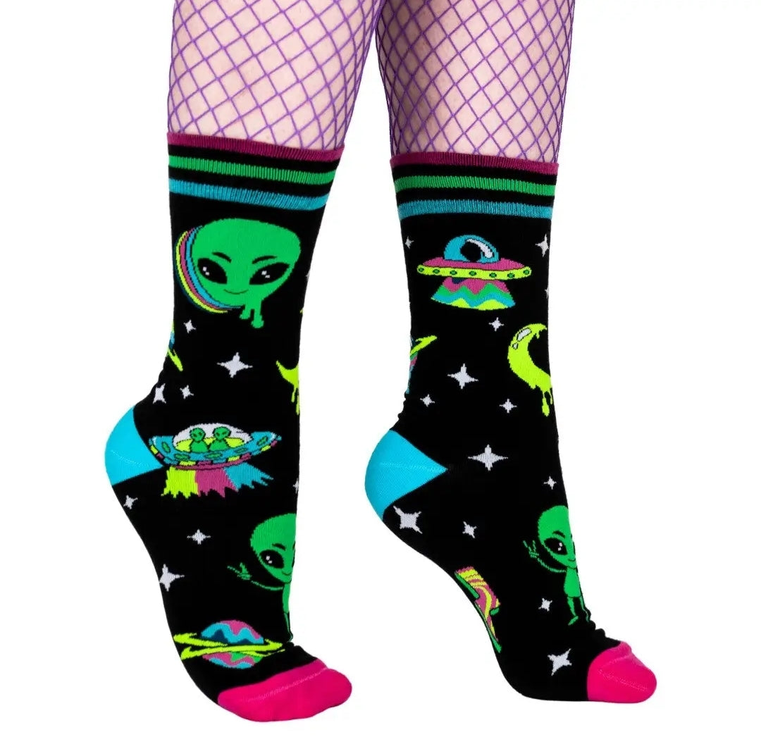 Spaced Out Alien Crew Sock