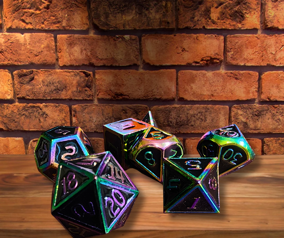 Chromatic Keeper Flame Kissed Metal Polyhederal Dice Set