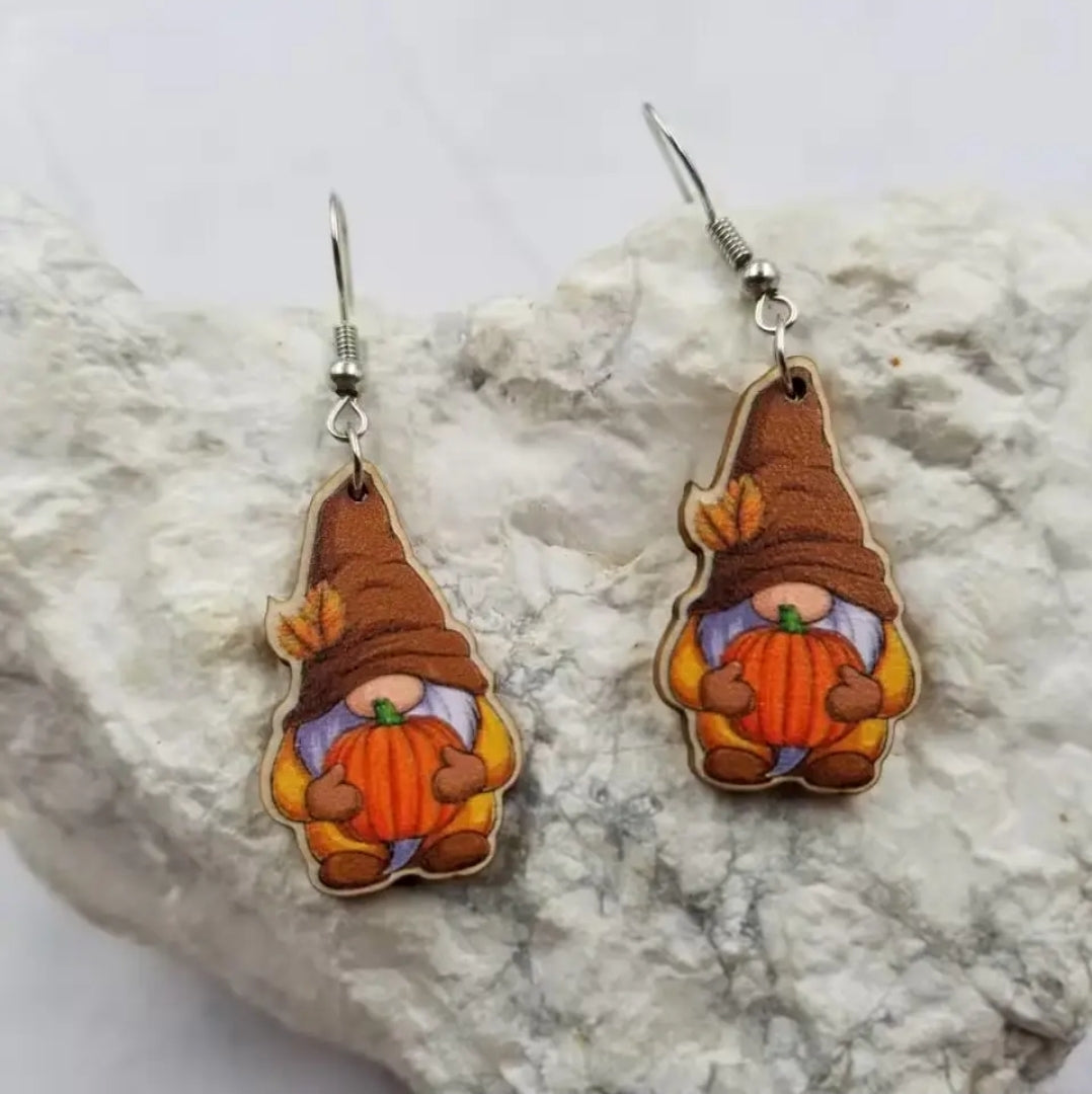 Gnome Pumpkin Earrings