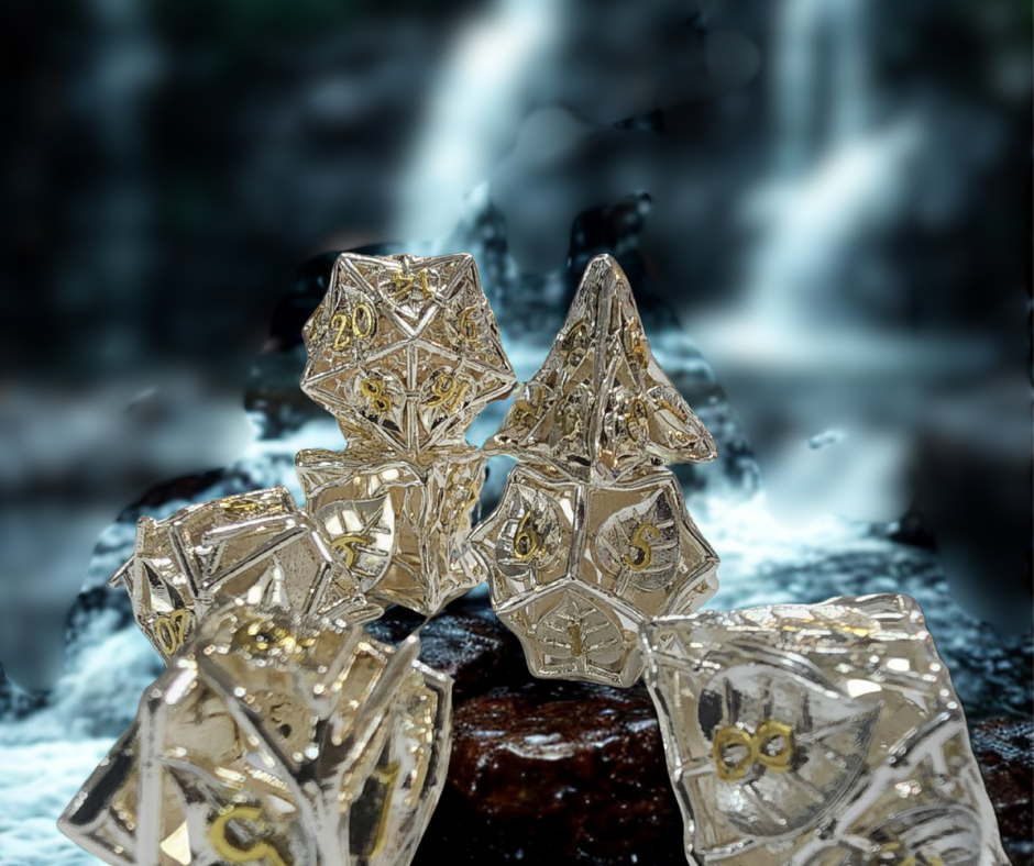 Elvish Heart Hollow Metal Polyhederal Dice