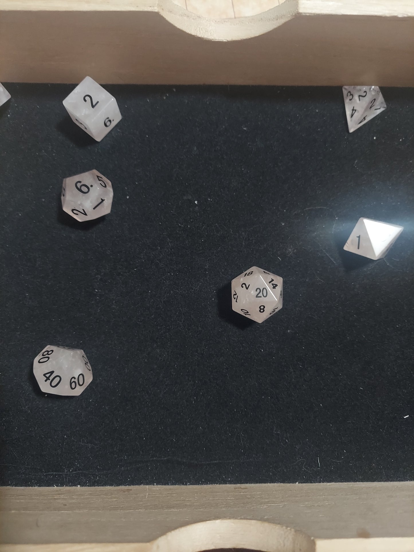MDG 16mm Stone Rose Quartz Dice set