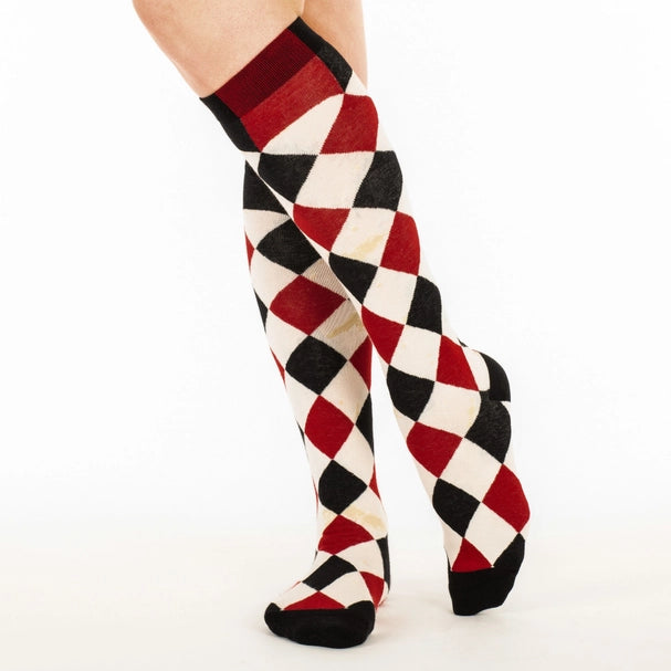 Haunting Harlequin Knee High Socks