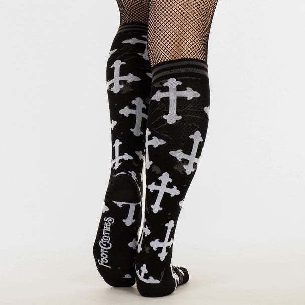 Gothic Crosses Knee High Socks