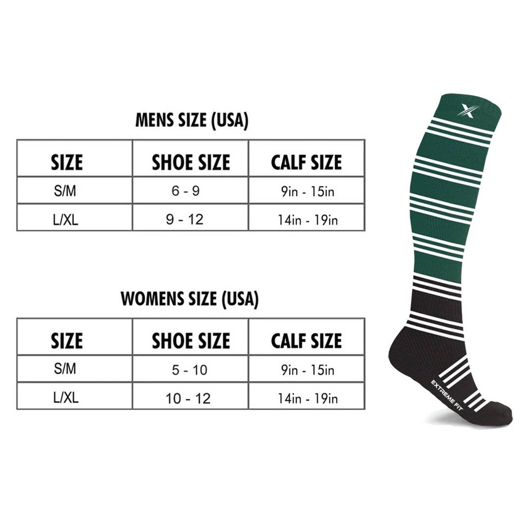 Green Stripe Compression Sock