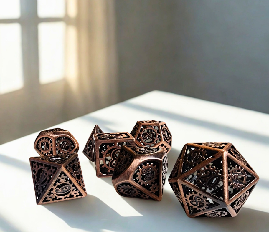 Clockwork Velocipedes Hollow Metal Dice Set