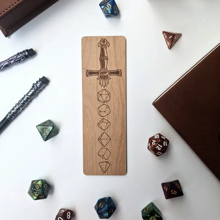 Dice Sword Wooden Book Mark