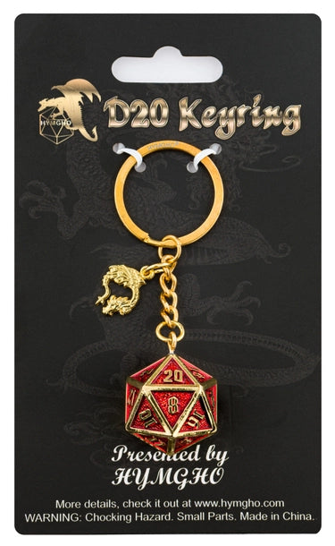 Gold and Ruby D20 Keychain