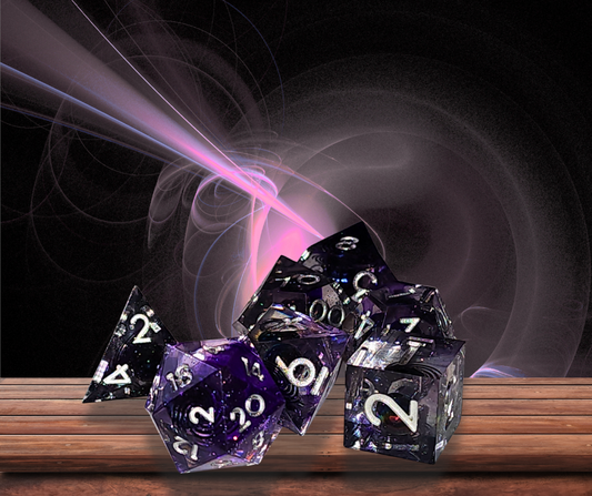 Planetary Vortex Sharp Edge Acrylic Dice Set