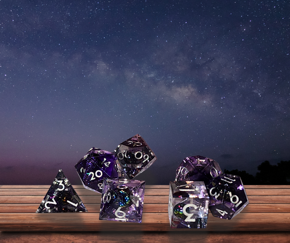Planetary Vortex Sharp Edge Acrylic Dice Set