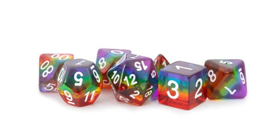 16 mm Resin Polyhederal Set - Translucent Rainbow