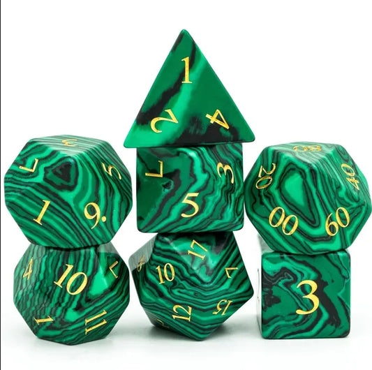 Malachite 7 Piece Polyhederal Dice Set
