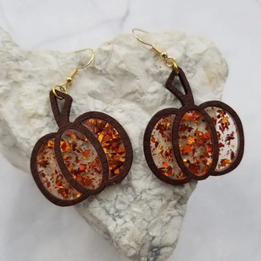Glittery Pumpkin Earrings
