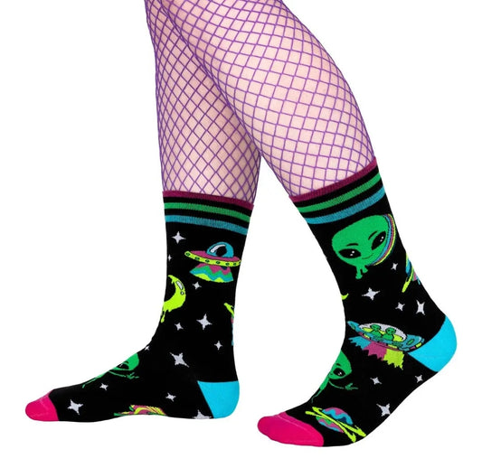 Spaced Out Alien Crew Sock