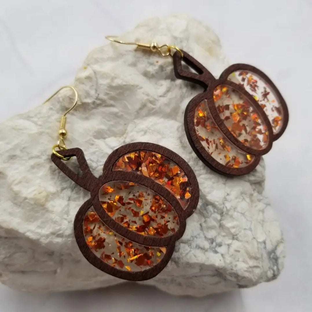 Glittery Pumpkin Earrings
