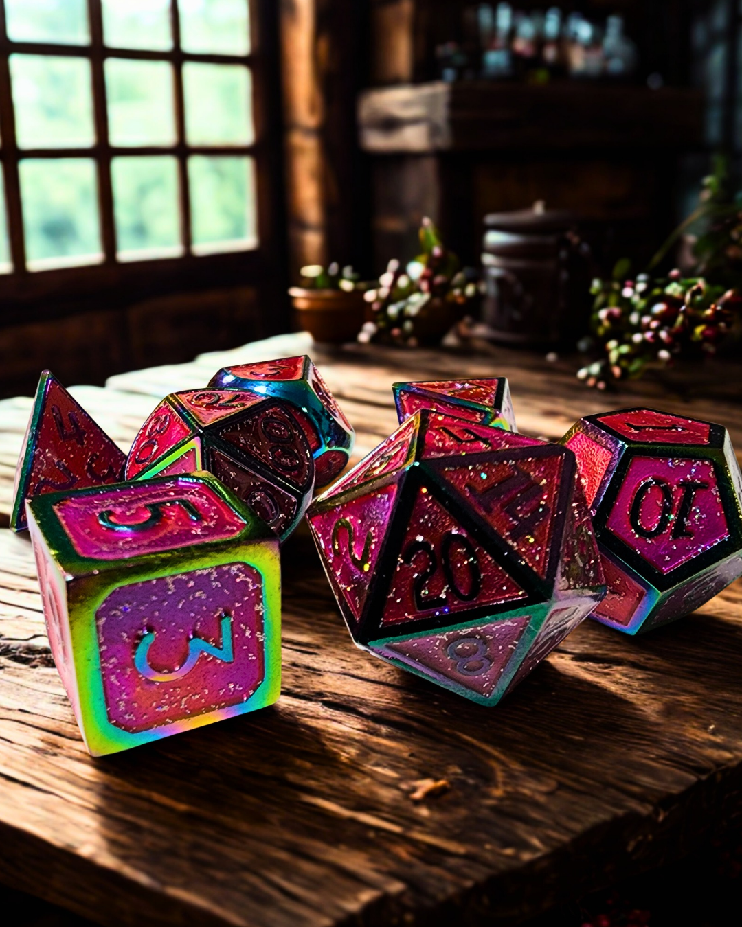 Iron Berry Solid Metal Polyhederal Dice Set