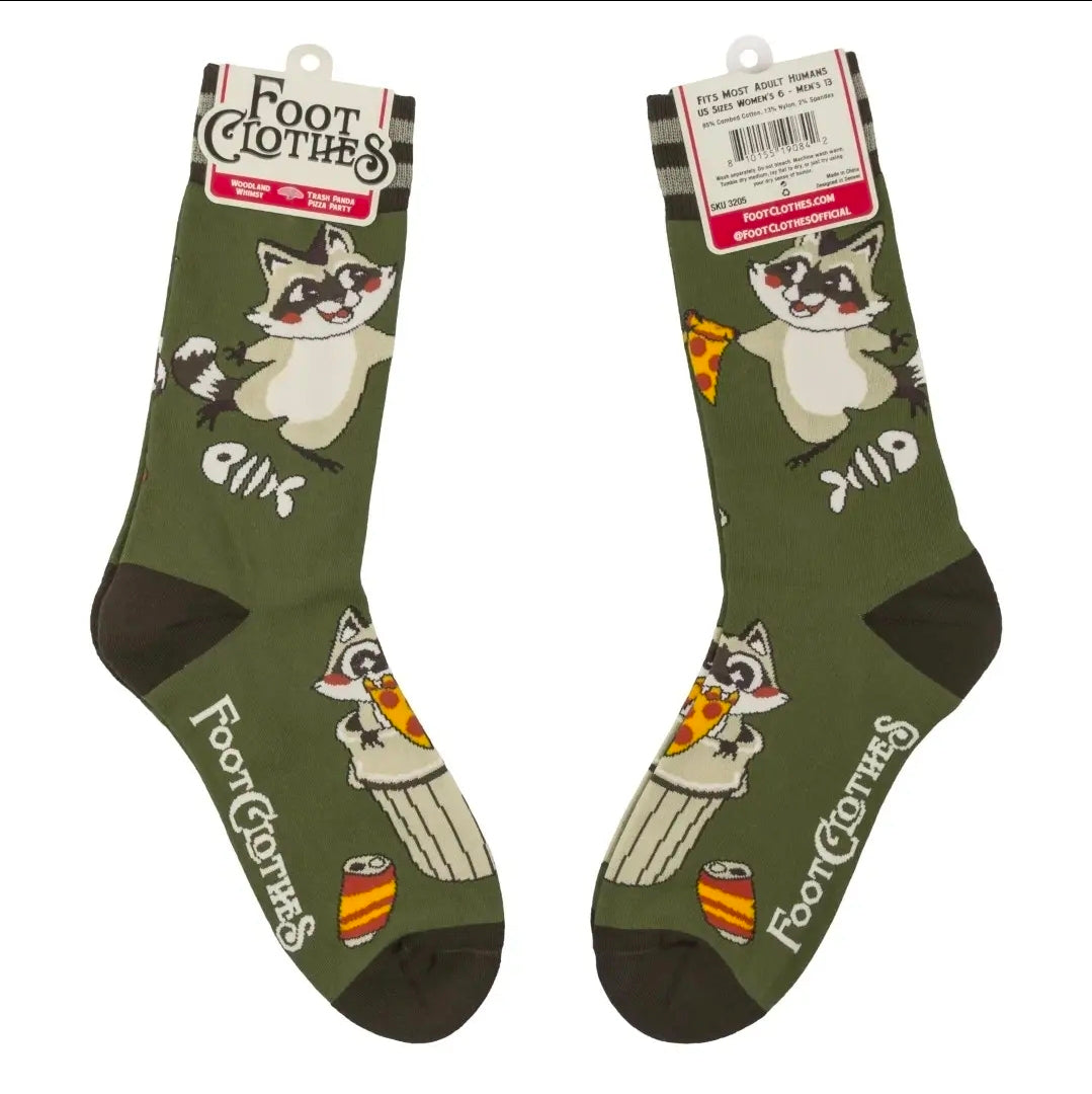 Trash Panda Pizza Party Crew Socks