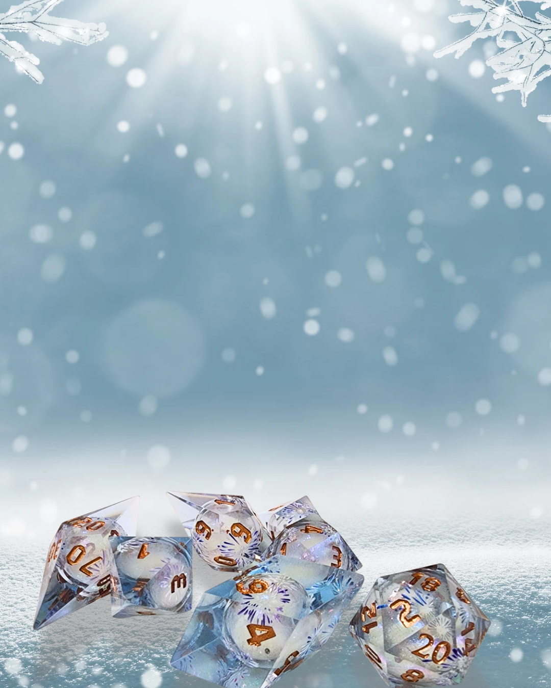 Winter Splinter Liquid Core Polyhederal Dice Set