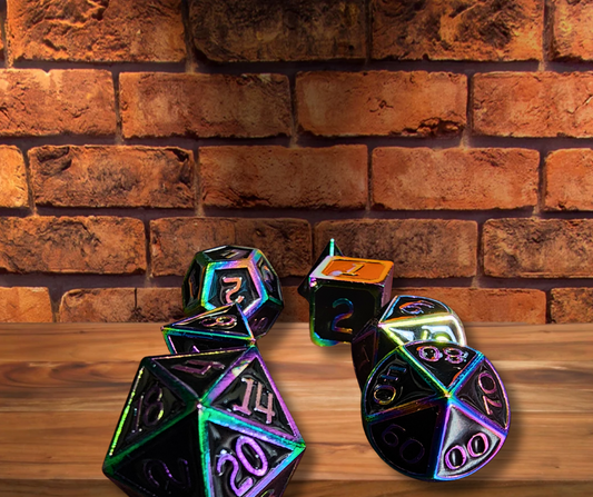 Chromatic Keeper Flame Kissed Metal Polyhederal Dice Set