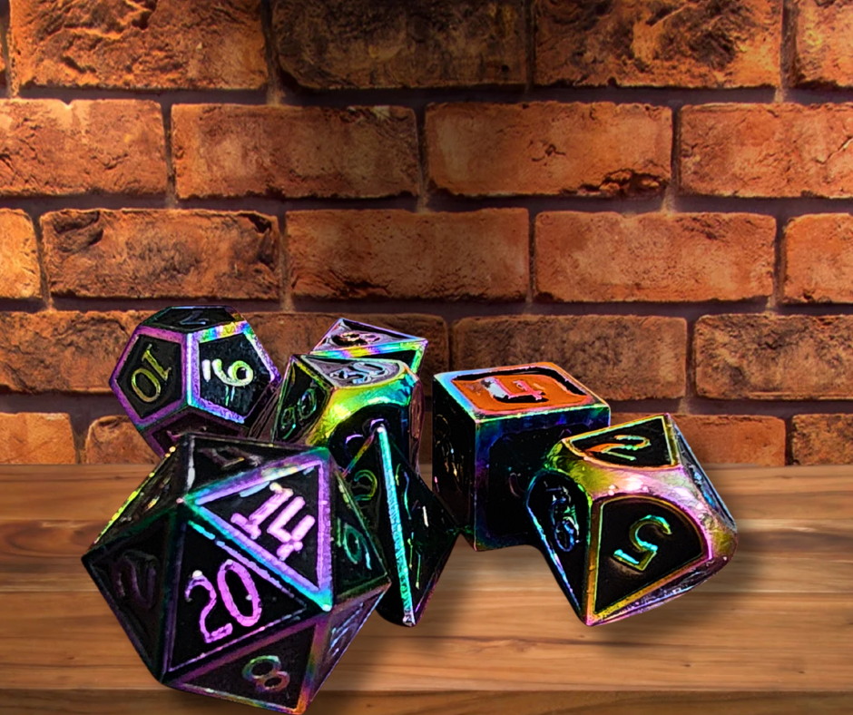 Chromatic Keeper Flame Kissed Metal Polyhederal Dice Set