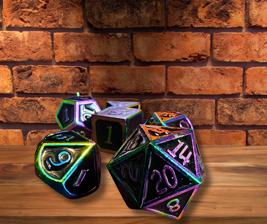 Chromatic Keeper Flame Kissed Metal Polyhederal Dice Set