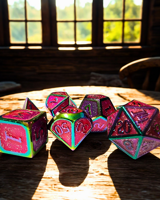 Iron Berry Solid Metal Polyhederal Dice Set