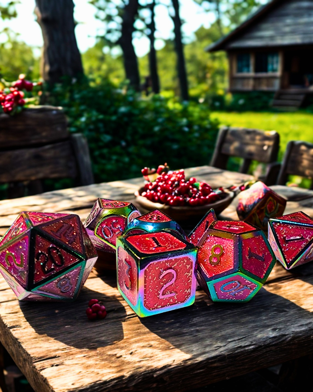 Iron Berry Solid Metal Polyhederal Dice Set
