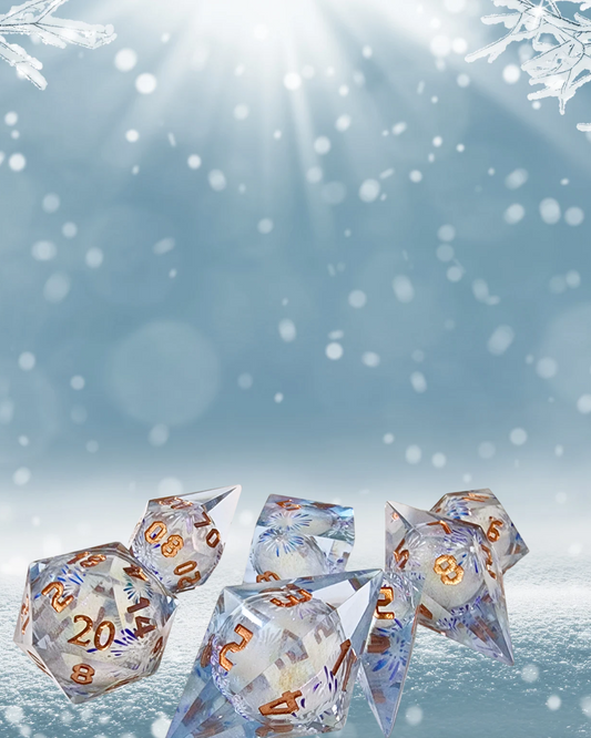 Winter Splinter Liquid Core Polyhederal Dice Set