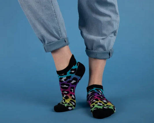 Rainbow Leopard Print Ankle Socks