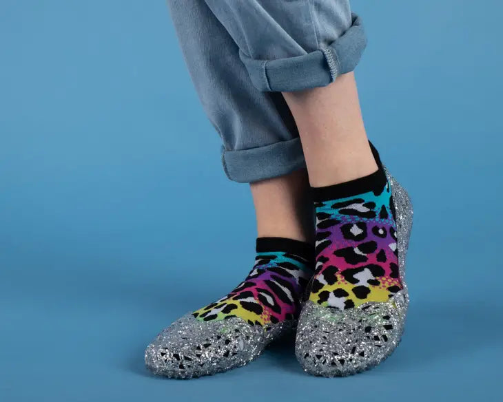 Rainbow Leopard Print Ankle Socks