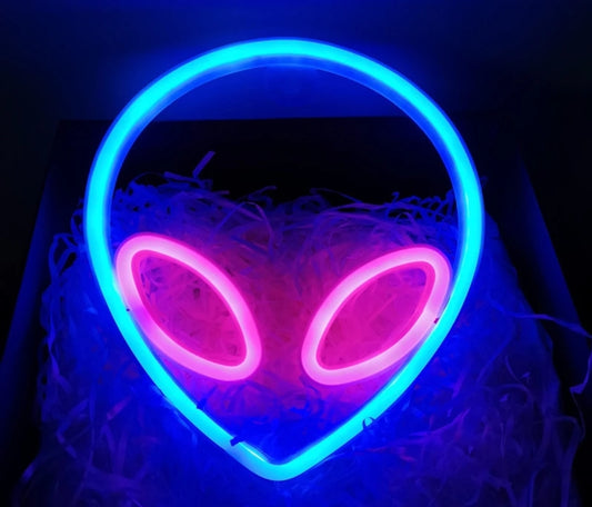 Neon Sign Alien Face Shaped Wall Hanging