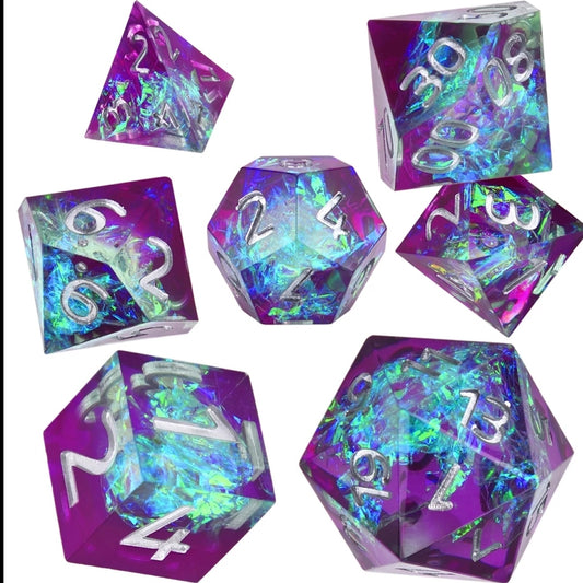 Purple Chaos Polyhedral 7-Die Dice Set for Role Playing Dice Games