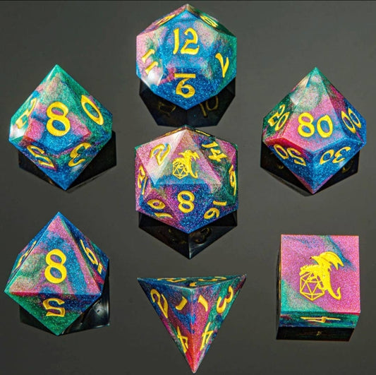 Multi-Colored Sharp Edge Dice Set