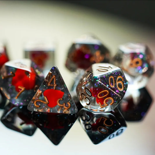 Black Heart Polyhederal Dice Set